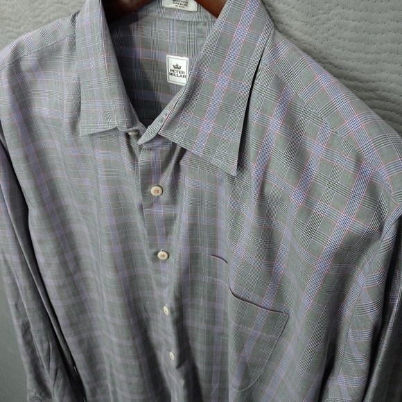 Peter Millar men's long sleeve button front shirt blue/gray. Cotton. Sz XL. Pit- - Picture 3 of 7